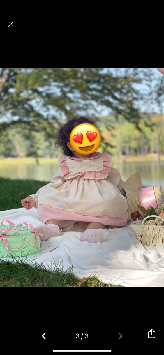 Pembe Vintage Kız Elbise Uzun Kollu Fırfırlı - Görsel 3