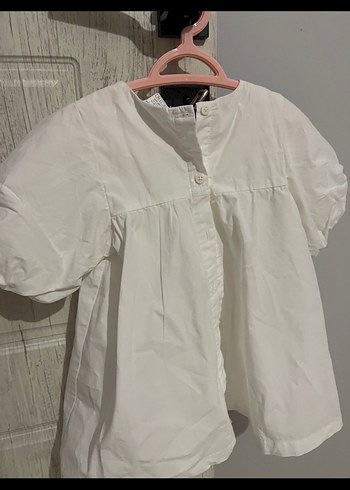 Kız Çocuk Beyaz Pamuklu Fiyonklu Elbise - Görsel 3