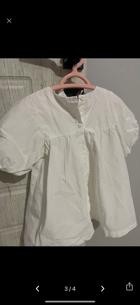 Kız Çocuk Beyaz Pamuklu Fiyonklu Elbise - Görsel 3