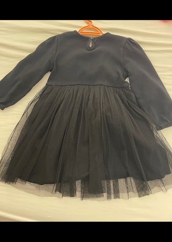 Uzun Kollu Siyah Kız Çocuk Elbise - Görsel 2