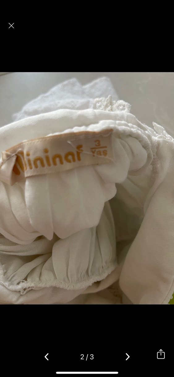 Beyaz Pamuklu Kız Çocuk Dantel Elbise - Görsel 3