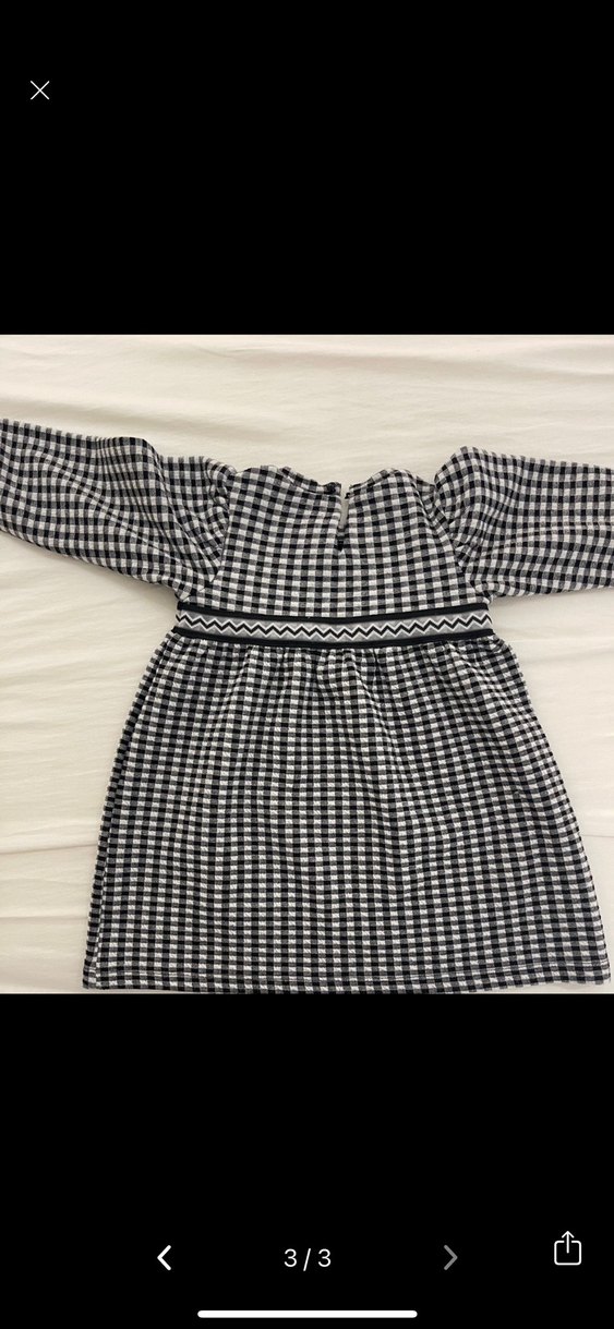 Kız Çocuk Pileli Uzun Kollu Kareli Elbise - Görsel 2