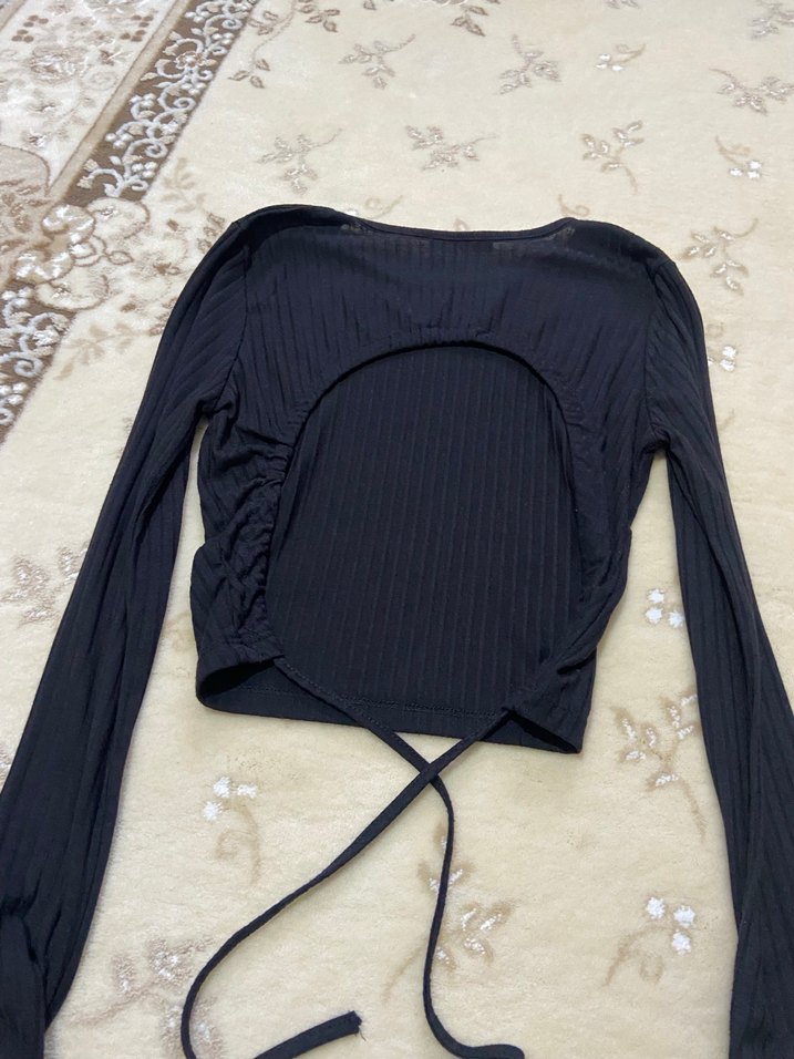 Siyah Pilili Uzun Kollu Kadın Bluz - Görsel 2