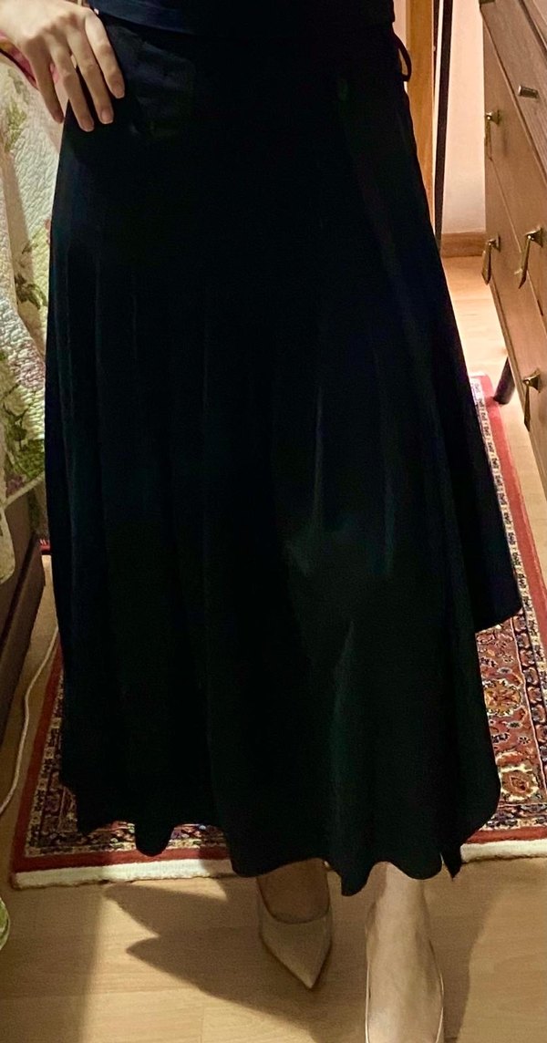 Lacivert Uzun Drapeli Kadın Etek - Görsel 2