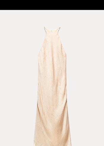 Beyaz Strappy Midi saten  Bohem Elbise - Görsel 2