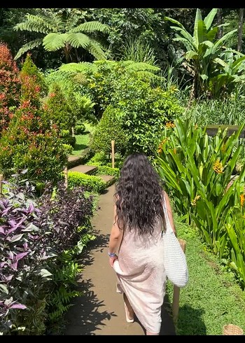 Beyaz Strappy Midi saten  Bohem Elbise - Görsel 3