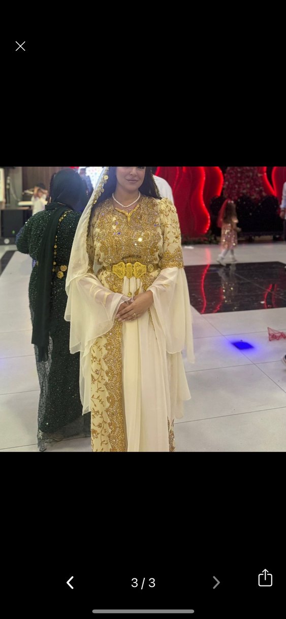 Altın Renkli Nakışlı Uzun Kollu Henna Elbise - Görsel 2