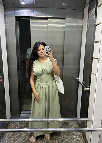 Bohem Stil Kadın Uzun Keten Elbise - Görsel 2