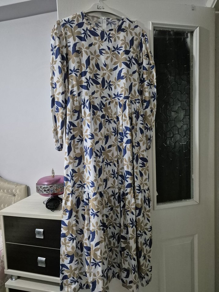 Bohem Uzun Kollu Çiçekli Uzun Elbise - Görsel 2