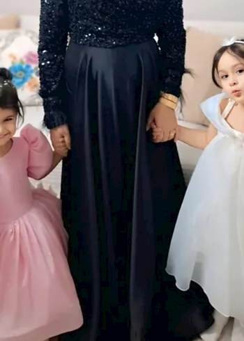 Siyah Payetli Uzun Kollu Uzun Abiye Elbise - Görsel 3