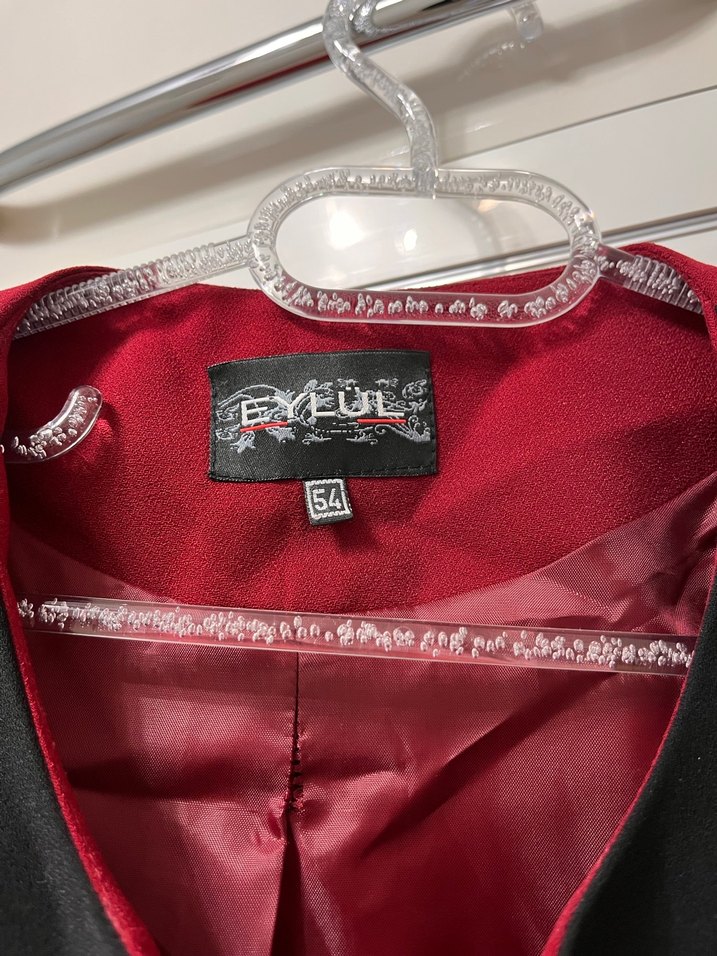 Bordo İşlemeli Midi Ceket - Görsel 4