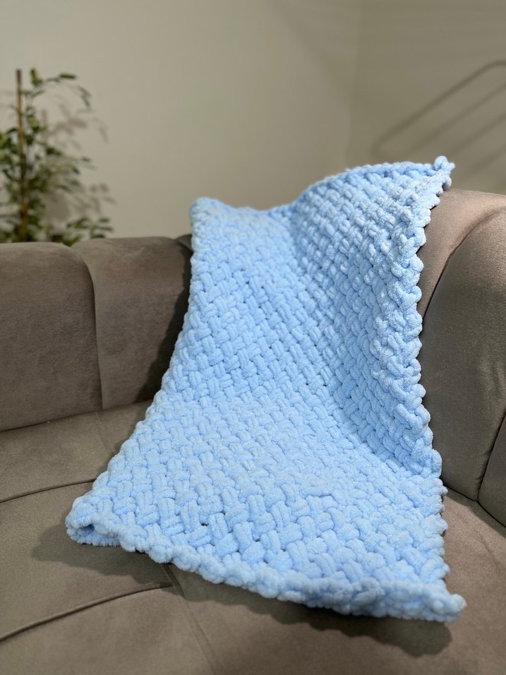 Pastel Mavi Örme Çocuk Battaniyesi - Görsel 2