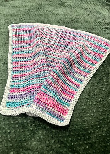 Waffle Model Örgü Bebek Battaniyesi - Görsel 2