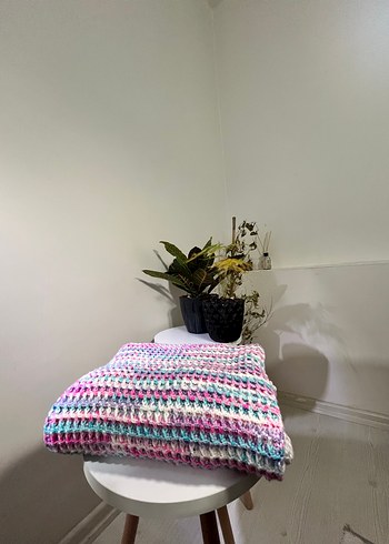 Waffle Model Örgü Bebek Battaniyesi - Görsel 3