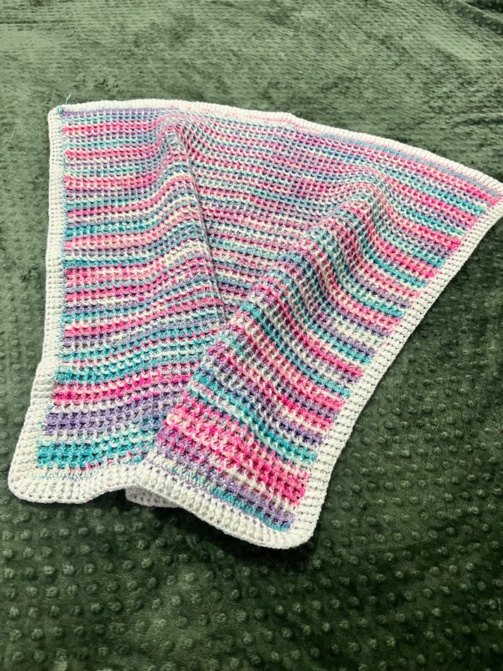 Waffle Model Örgü Bebek Battaniyesi - Görsel 2