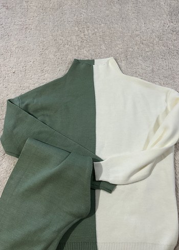 Yeşil-Beyaz uzun Kollu Boğazlı Triko takım - Görsel 5