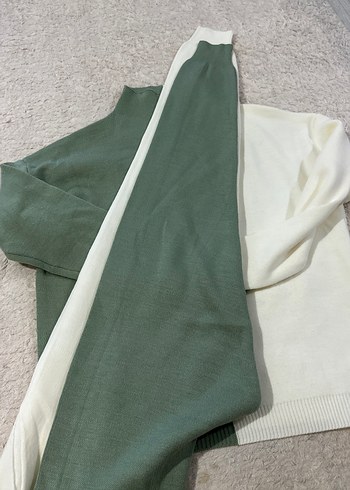 Yeşil-Beyaz uzun Kollu Boğazlı Triko takım - Görsel 4