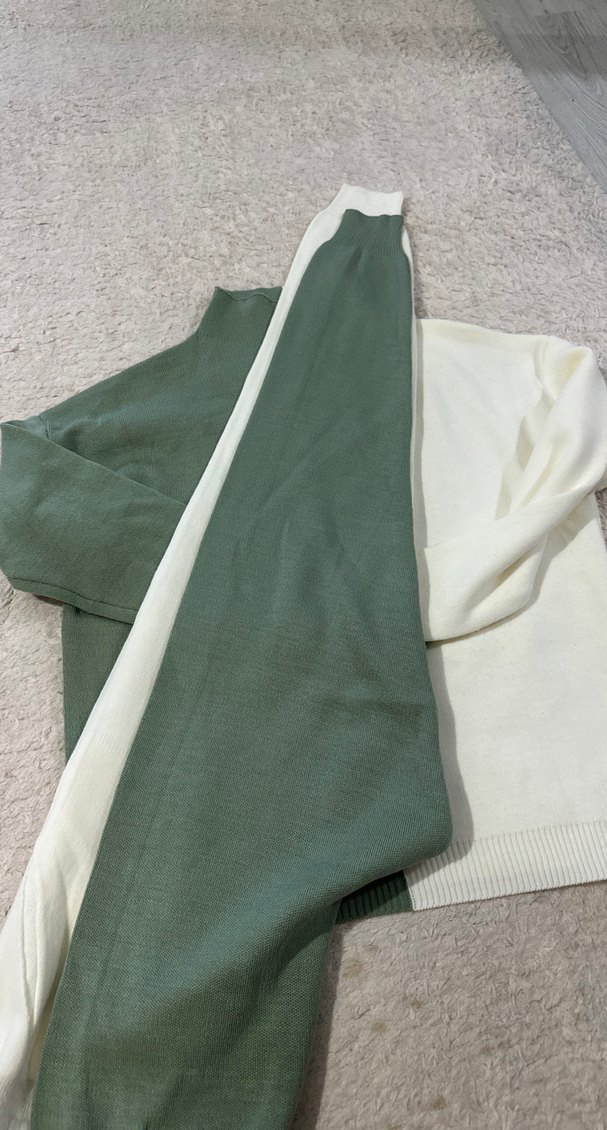 Yeşil-Beyaz uzun Kollu Boğazlı Triko takım - Görsel 4