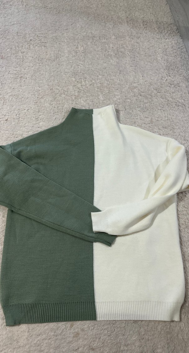 Yeşil-Beyaz uzun Kollu Boğazlı Triko takım - Görsel 2