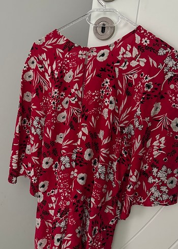 Kırmızı Desenli Mini Bohem Bluz - Görsel 3