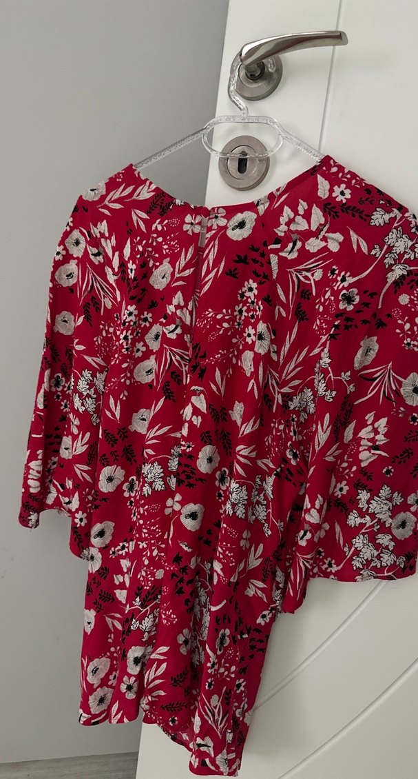 Kırmızı Desenli Mini Bohem Bluz - Görsel 3