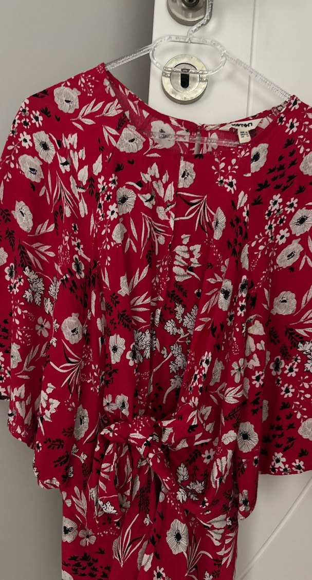 Kırmızı Desenli Mini Bohem Bluz - Görsel 2