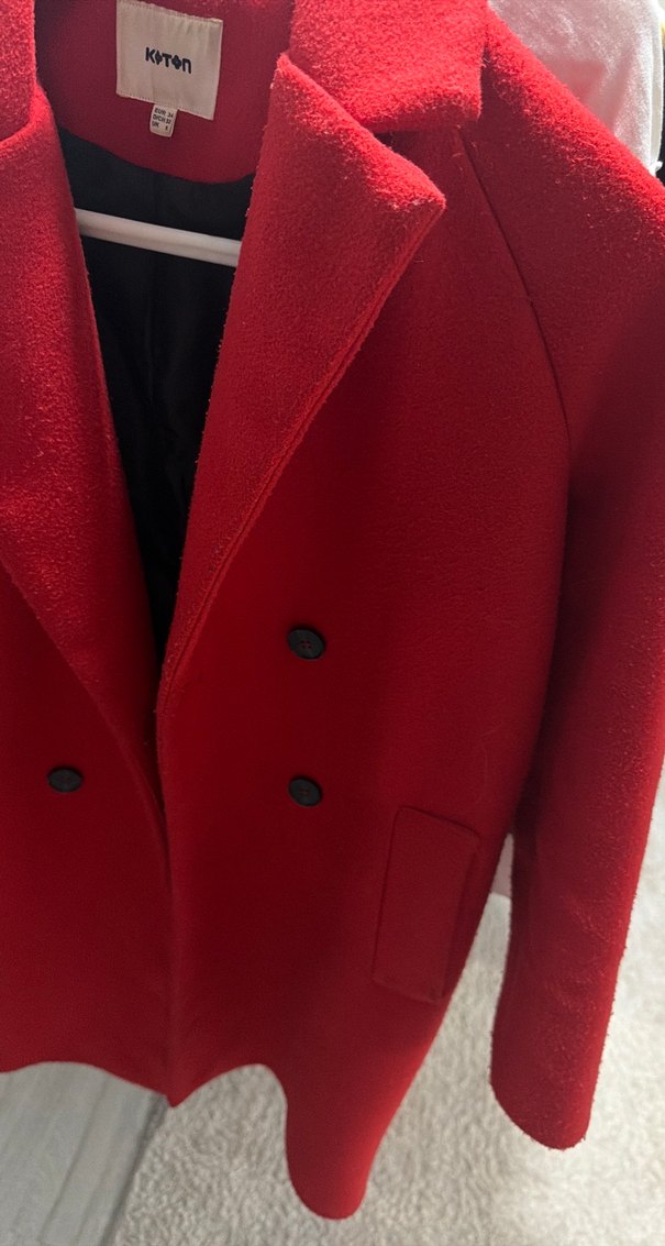 Koton Kırmızı Çift Düğmeli Kaban - Görsel 3