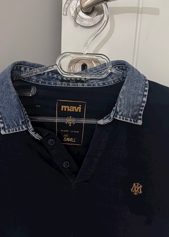 Mavi Siyah Denim Yaka Erkek Polo Tişört - Görsel 2