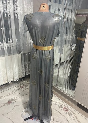 Gri Straplez Uzun Yöresel Elbise - Görsel 4