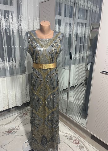 Gri Straplez Uzun Yöresel Elbise - Görsel 3