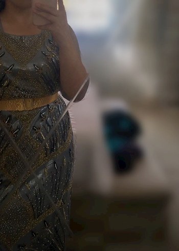 Gri Straplez Uzun Yöresel Elbise - Görsel 2