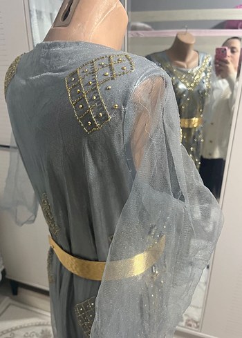 Gri Straplez Uzun Yöresel Elbise - Görsel 5