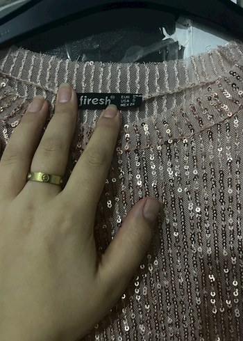 Kahverengi Payetli Uzun Kollu Bluz - Görsel 3