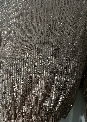 Kahverengi Payetli Uzun Kollu Bluz - Görsel 2