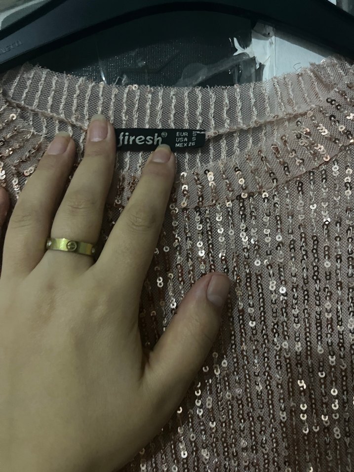 Kahverengi Payetli Uzun Kollu Bluz - Görsel 3