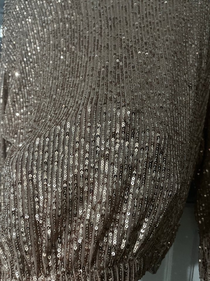 Kahverengi Payetli Uzun Kollu Bluz - Görsel 2