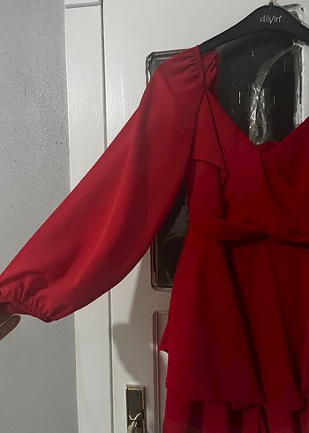 Bordo V Yakalı Midi Kadın Elbise - Görsel 3