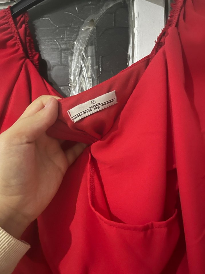 Bordo V Yakalı Midi Kadın Elbise - Görsel 4