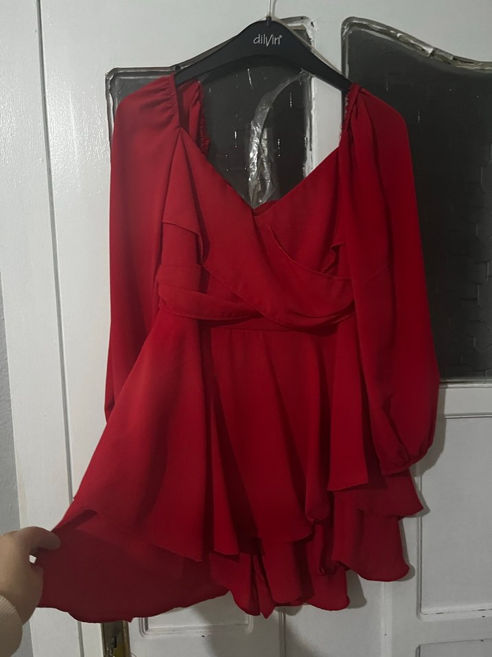 Bordo V Yakalı Midi Kadın Elbise - Görsel 2