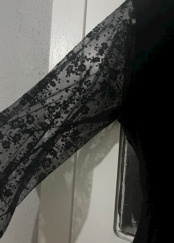 Dantel Detaylı Siyah Uzun Kollu Gotik Elbise - Görsel 4