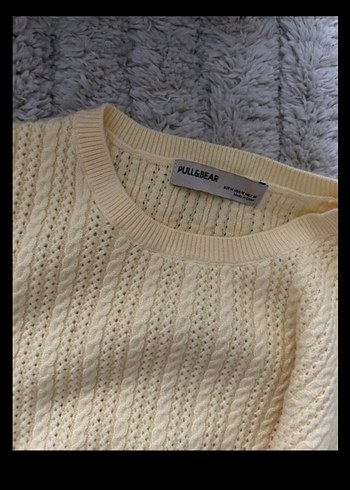 Sarı Örgü Kadın Uzun Kollu Kazak - Görsel 2