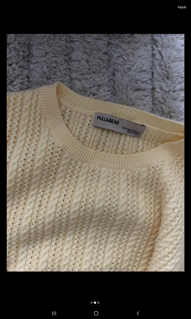 Sarı Örgü Kadın Uzun Kollu Kazak - Görsel 2