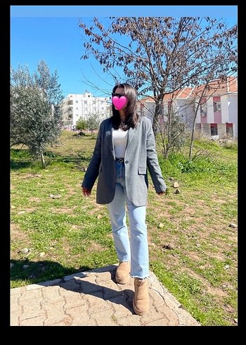 Gri Kadın Regular Fit Düğmeli Blazer - Görsel 3