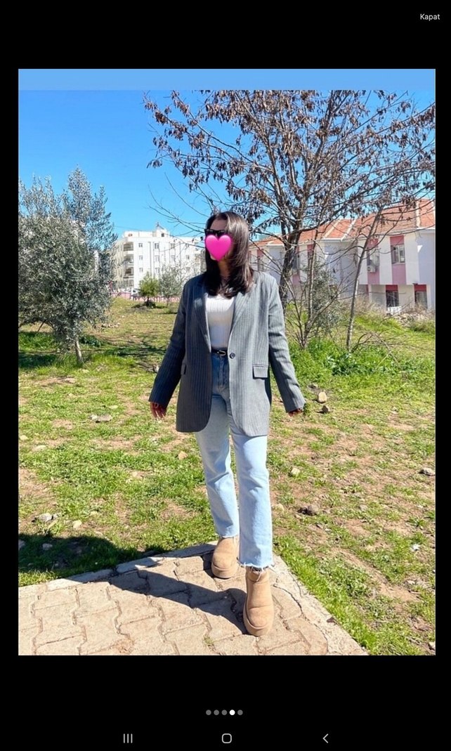 Gri Kadın Regular Fit Düğmeli Blazer - Görsel 3