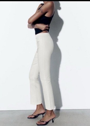 Kadın Beyaz Pamuk Kumaş Pantolon - Görsel 4