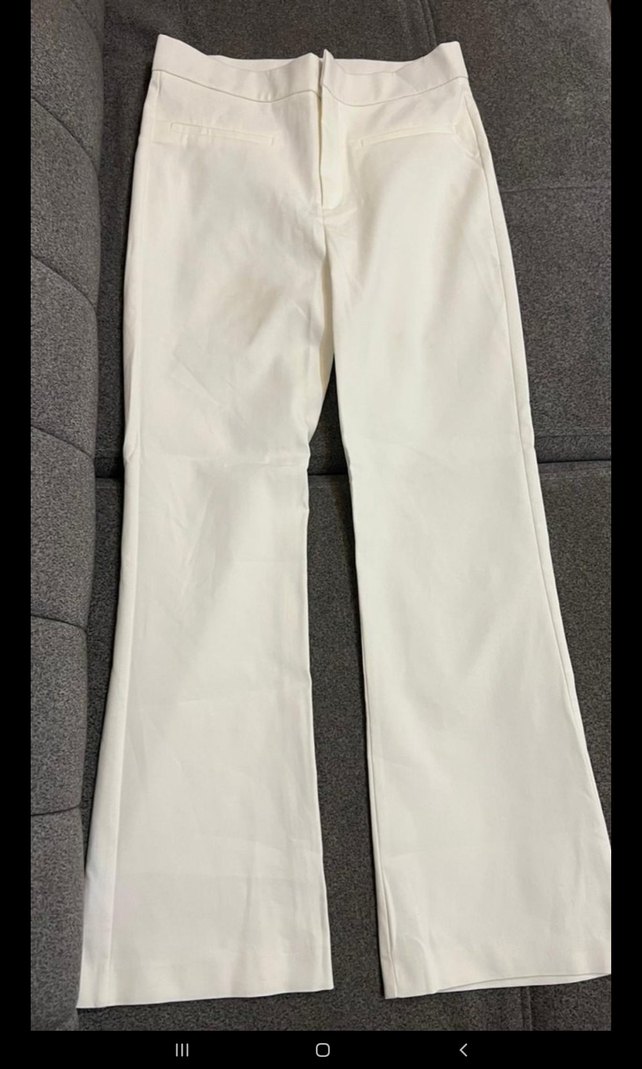 Kadın Beyaz Pamuk Kumaş Pantolon - Görsel 2