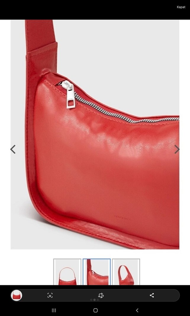 Parlak Kırmızı Minimalist Deri Kadın Çanta - Görsel 2