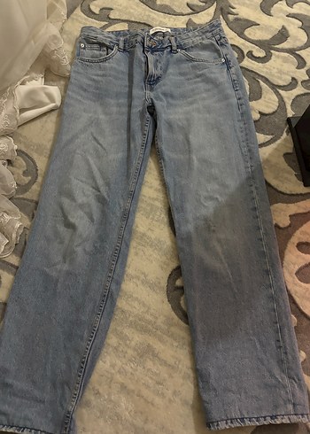 Mavi orta boy pantolon rahat ve dikişiz - Görsel 4