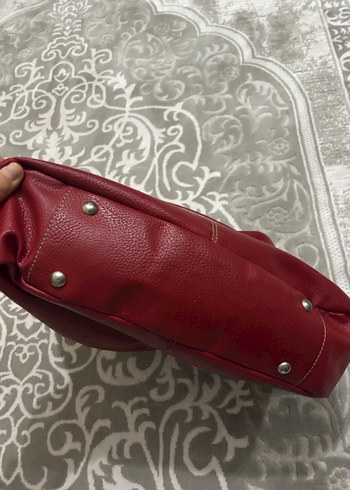 Klasik Kırmızı Deri Kadın Çanta - Görsel 3