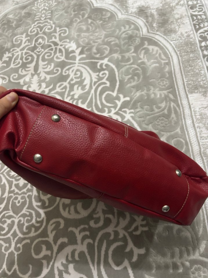 Klasik Kırmızı Deri Kadın Çanta - Görsel 3